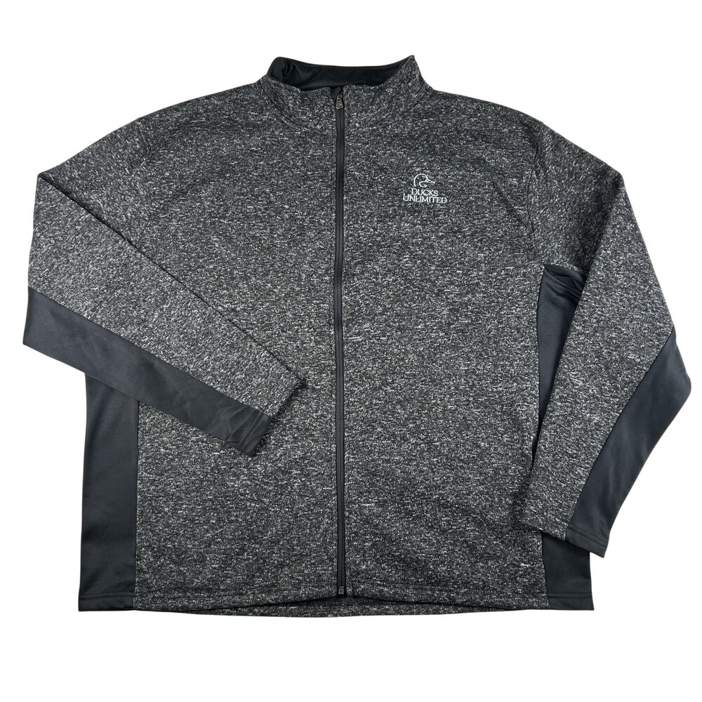 Ducks Unlimited Jacket Mens 3XL Gray Fleece Full Zip Track Hunting Outdoor Layer